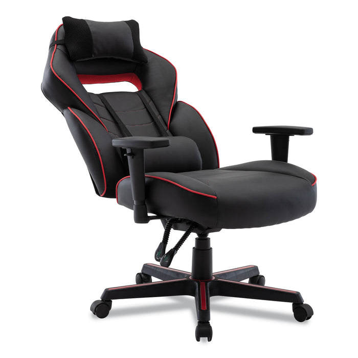 Racing Style Ergonomic Gaming Chair, Supports 275 lb, 15.91" to 19.8" Seat Height, Black/Red Trim Seat/Back, Black/Red Base