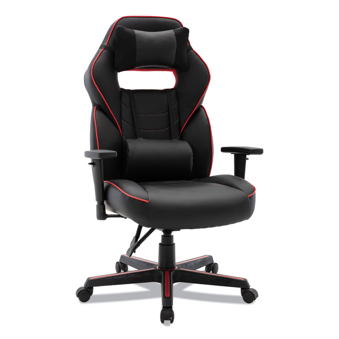 Racing Style Ergonomic Gaming Chair, Supports 275 lb, 15.91" to 19.8" Seat Height, Black/Red Trim Seat/Back, Black/Red Base