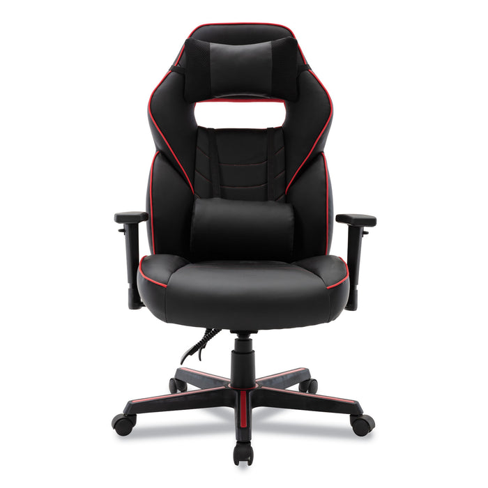 Racing Style Ergonomic Gaming Chair, Supports 275 lb, 15.91" to 19.8" Seat Height, Black/Red Trim Seat/Back, Black/Red Base