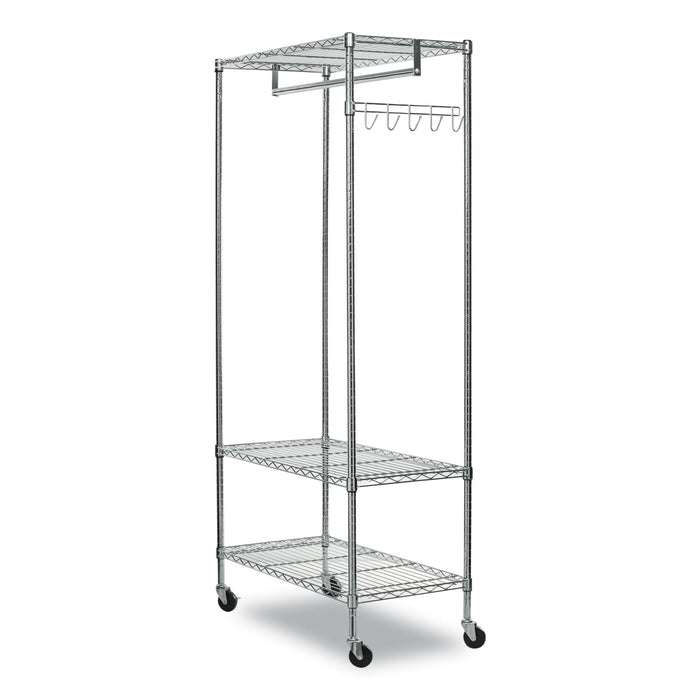 Wire Shelving Garment Rack, 40 Garments, 48w x 18d x 75h, Silver