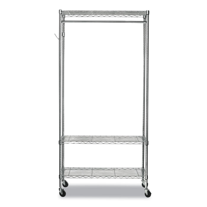 Wire Shelving Garment Rack, 40 Garments, 48w x 18d x 75h, Silver