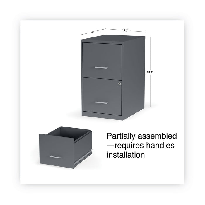 Soho Vertical File Cabinet, 2 Drawers: File/File, Letter, Charcoal, 14" x 18" x 24.1"