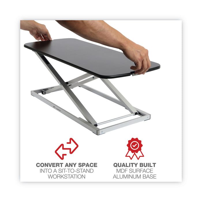 AdaptivErgo Laptop Lifting Workstation, 31.25" x 12.63" x 1.38" to 16", Black/Silver