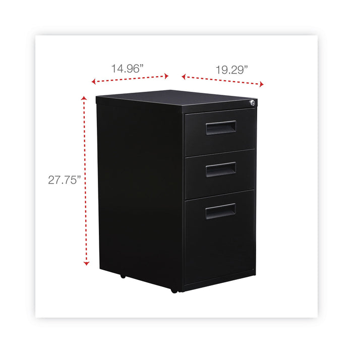 File Pedestal, Left or Right, 3-Drawers: Box/Box/File, Legal/Letter, Black, 14.96" x 19.29" x 27.75"