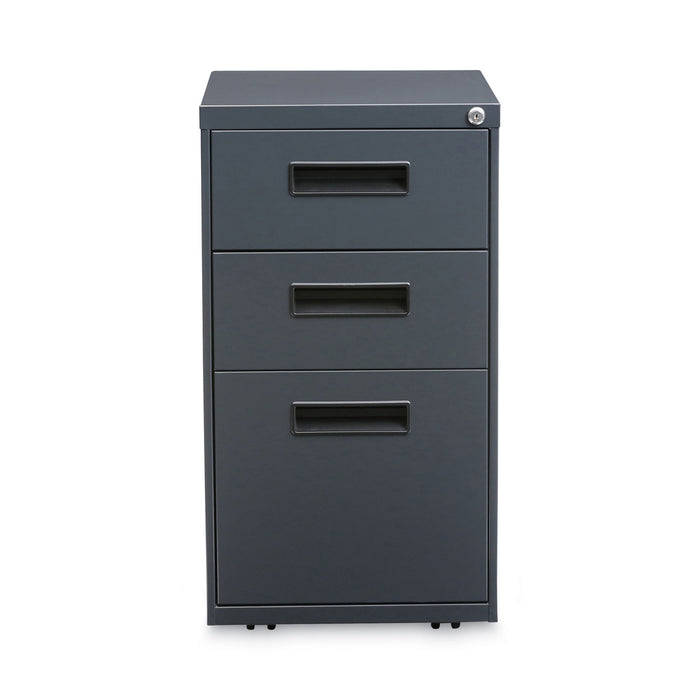 File Pedestal, Left or Right, 3-Drawers: Box/Box/File, Legal/Letter, Charcoal, 14.96" x 19.29" x 27.75"