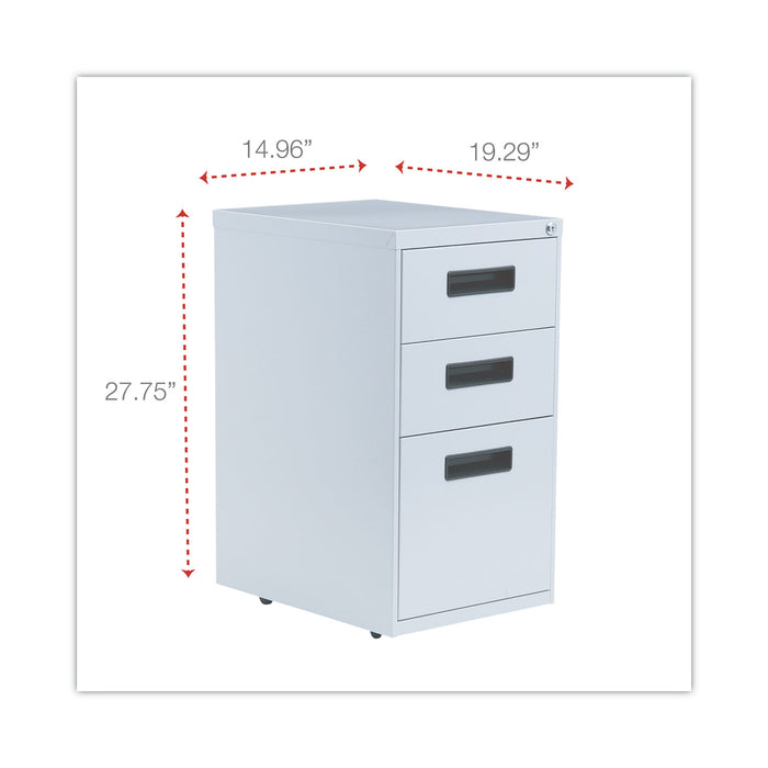 File Pedestal, Left or Right, 3-Drawers: Box/Box/File, Legal/Letter, Light Gray, 14.96" x 19.29" x 27.75"