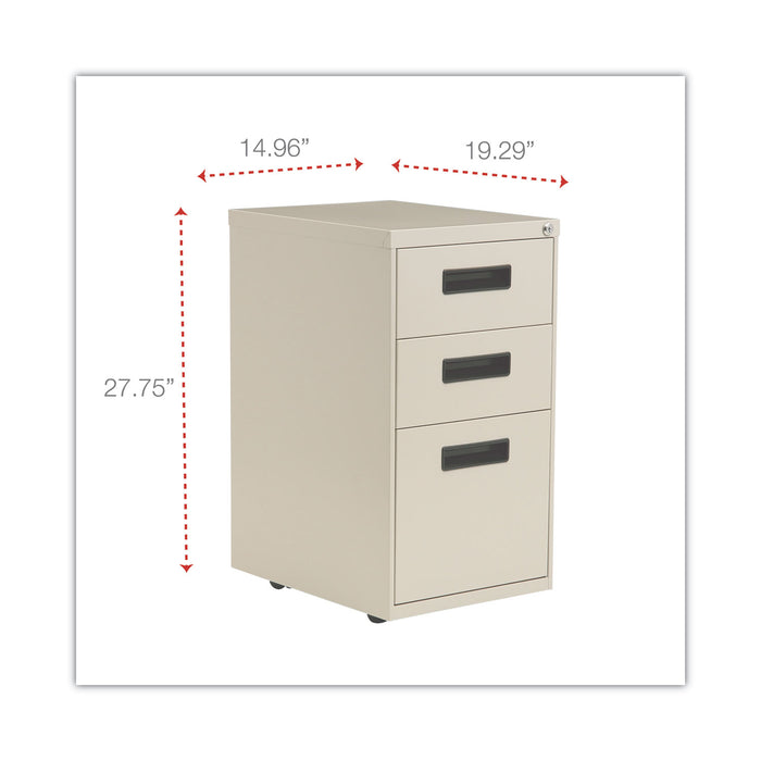 File Pedestal, Left or Right, 3-Drawers: Box/Box/File, Legal/Letter, Putty, 14.96" x 19.29" x 27.75"