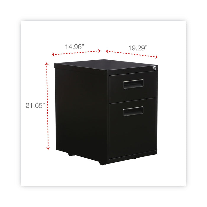 File Pedestal, Left or Right, 2-Drawers: Box/File, Legal/Letter, Black, 14.96" x 19.29" x 21.65"