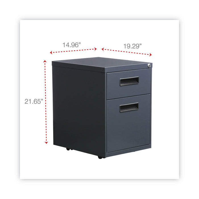 File Pedestal, Left or Right, 2-Drawers: Box/File, Legal/Letter, Charcoal, 14.96" x 19.29" x 21.65"