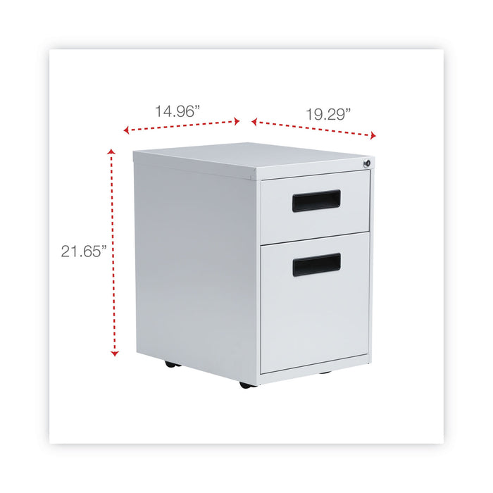 File Pedestal, Left or Right, 2-Drawers: Box/File, Legal/Letter, Light Gray, 14.96" x 19.29" x 21.65"