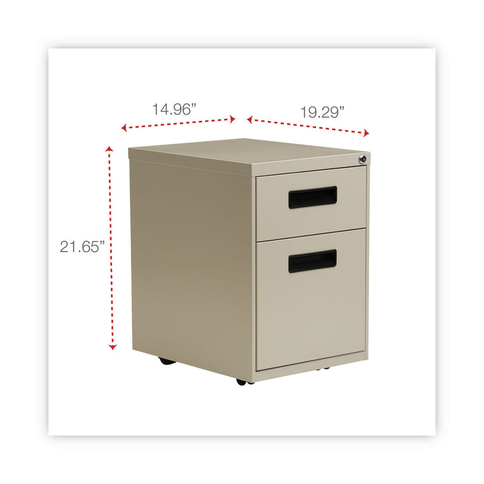 File Pedestal, Left or Right, 2-Drawers: Box/File, Legal/Letter, Putty, 14.96" x 19.29" x 21.65"