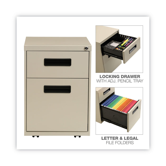 File Pedestal, Left or Right, 2-Drawers: Box/File, Legal/Letter, Putty, 14.96" x 19.29" x 21.65"