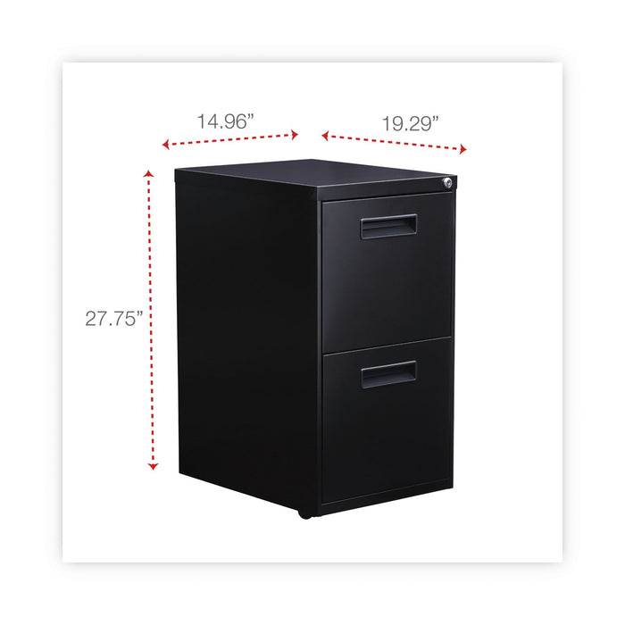 File Pedestal, Left or Right, 2 Legal/Letter-Size File Drawers, Black, 14.96" x 19.29" x 27.75"