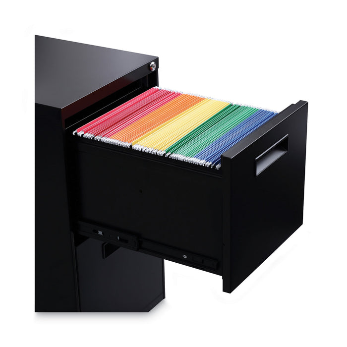 File Pedestal, Left or Right, 2 Legal/Letter-Size File Drawers, Black, 14.96" x 19.29" x 27.75"