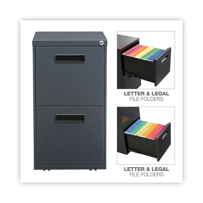 File Pedestal, Left or Right, 2 Legal/Letter-Size File Drawers, Charcoal, 14.96" x 19.29" x 27.75"