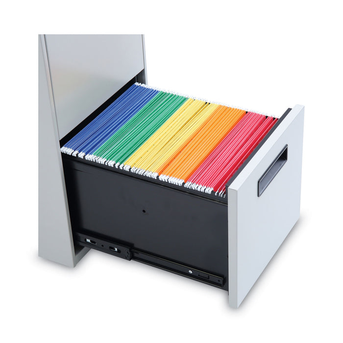 File Pedestal, Left or Right, 2 Legal/Letter-Size File Drawers, Light Gray, 14.96" x 19.29" x 27.75"