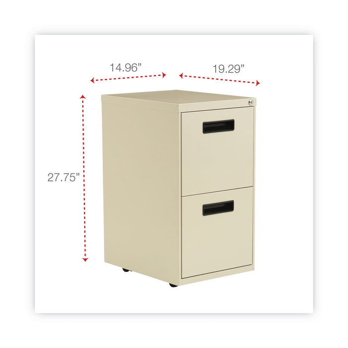 File Pedestal, Left or Right, 2 Legal/Letter-Size File Drawers, Putty, 14.96" x 19.29" x 27.75"