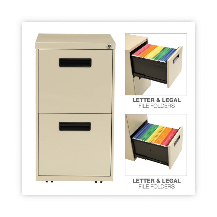 File Pedestal, Left or Right, 2 Legal/Letter-Size File Drawers, Putty, 14.96" x 19.29" x 27.75"