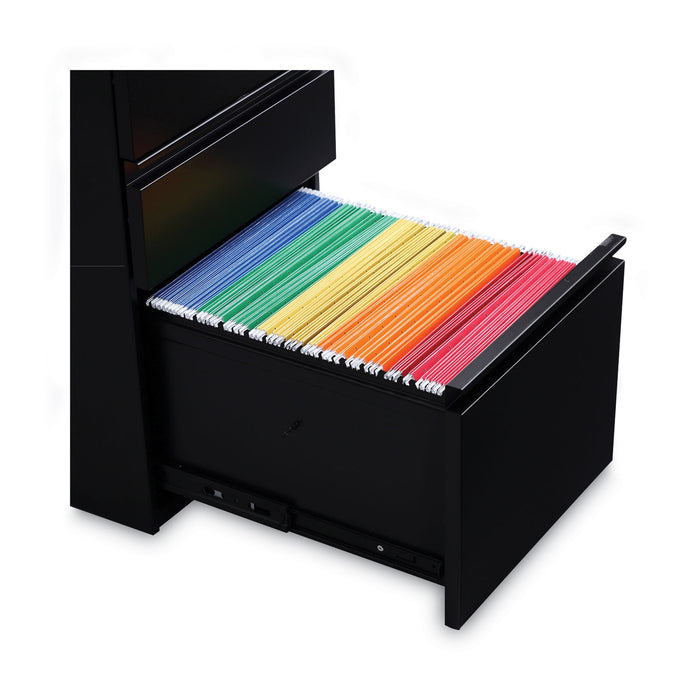 File Pedestal with Full-Length Pull, Left or Right, 3-Drawers: Box/Box/File, Legal/Letter, Black, 14.96" x 19.29" x 27.75"