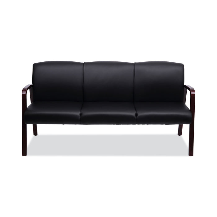 Alera Reception Lounge WL 3-Seat Sofa, 65.75w x 26d.13 x 33h, Black/Mahogany