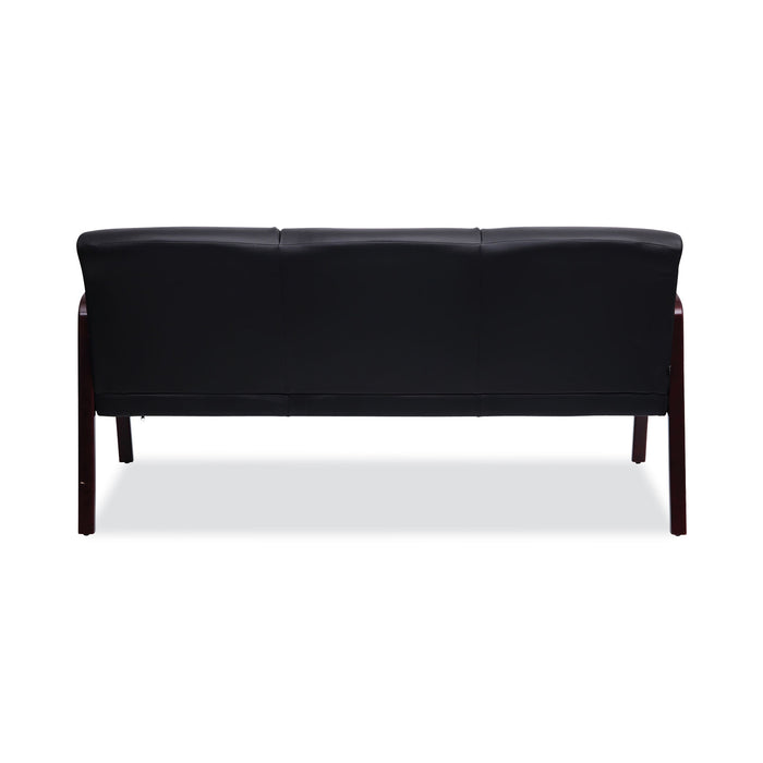 Alera Reception Lounge WL 3-Seat Sofa, 65.75w x 26d.13 x 33h, Black/Mahogany