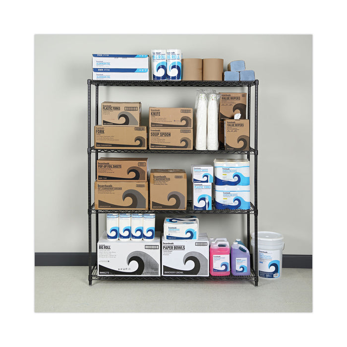 All-Purpose Wire Shelving Starter Kit, Four-Shelf, 60w x 18d x 72h, Black Anthracite Plus