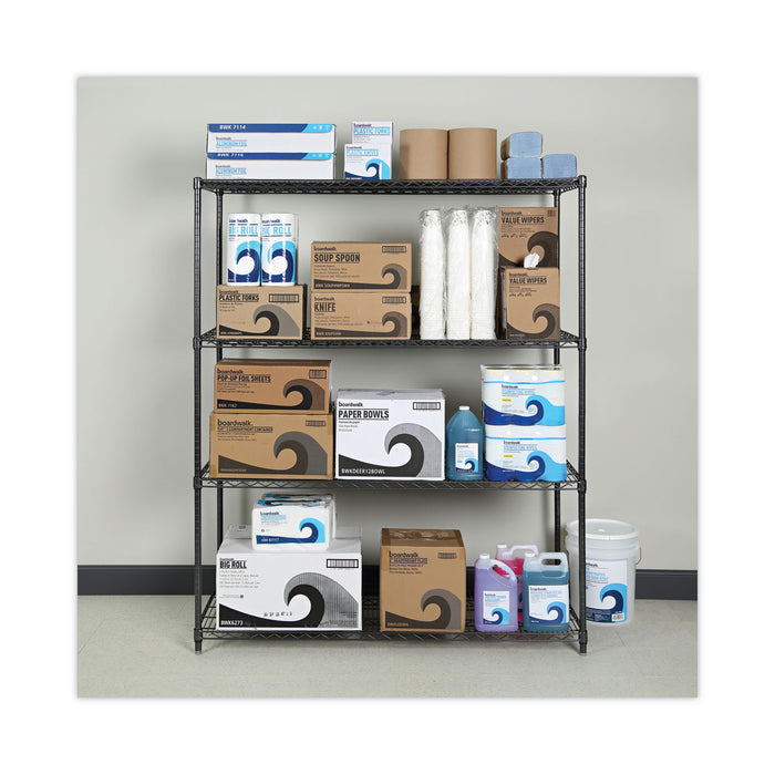 All-Purpose Wire Shelving Starter Kit, Four-Shelf, 60w x 24d x 72h, Black Anthracite Plus