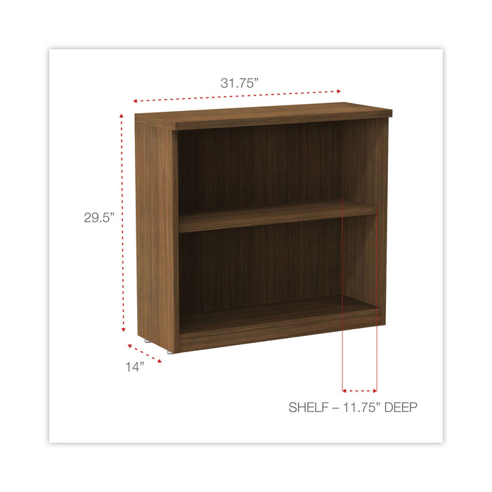 Alera Valencia Series Bookcase,Two-Shelf, 31.75w x 14d x 29.5h, Modern Walnut