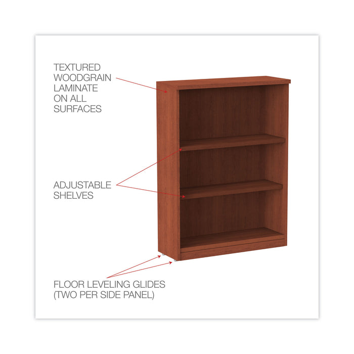 Alera Valencia Series Bookcase, Three-Shelf, 31.75w x 14d x 39.38h, Med Cherry