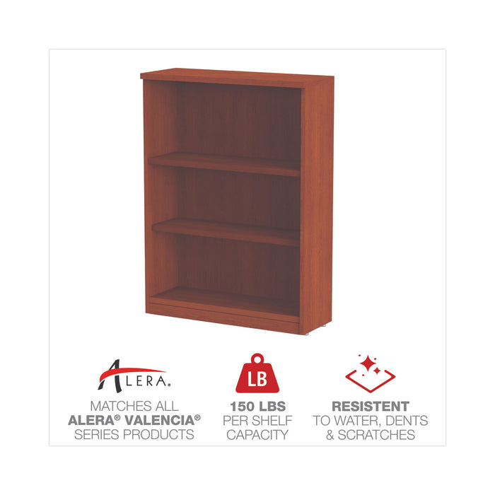 Alera Valencia Series Bookcase, Three-Shelf, 31.75w x 14d x 39.38h, Med Cherry