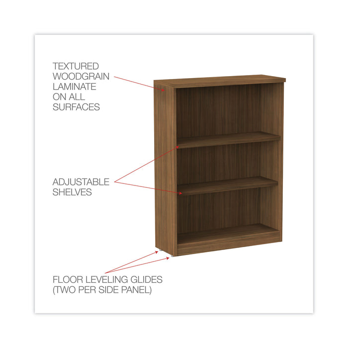 Alera Valencia Series Bookcase, Three-Shelf, 31.75w x 14d x 39.38h, Modern Walnut