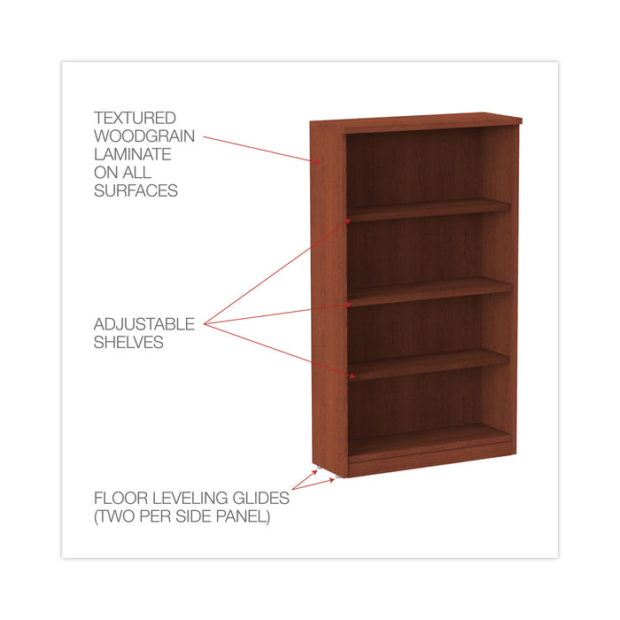 Alera Valencia Series Bookcase, Four-Shelf, 31.75w x 14d x 54.88h, Medium Cherry