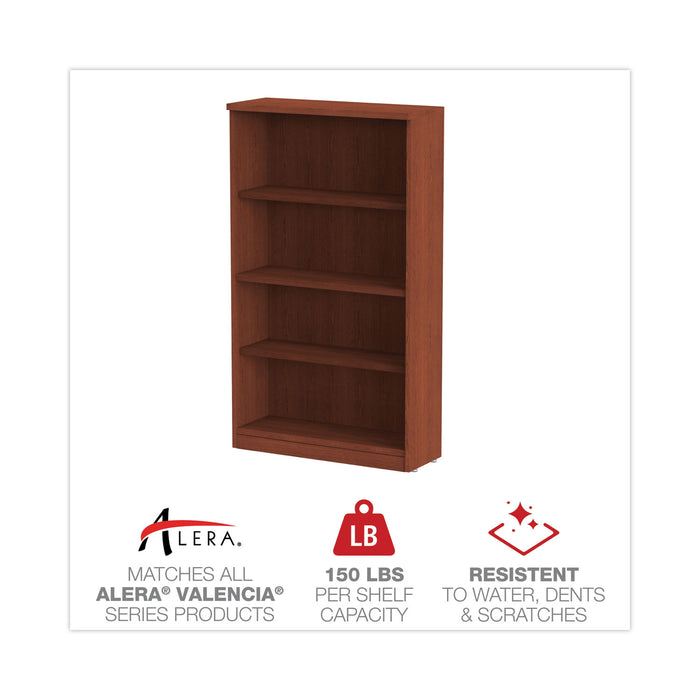 Alera Valencia Series Bookcase, Four-Shelf, 31.75w x 14d x 54.88h, Medium Cherry