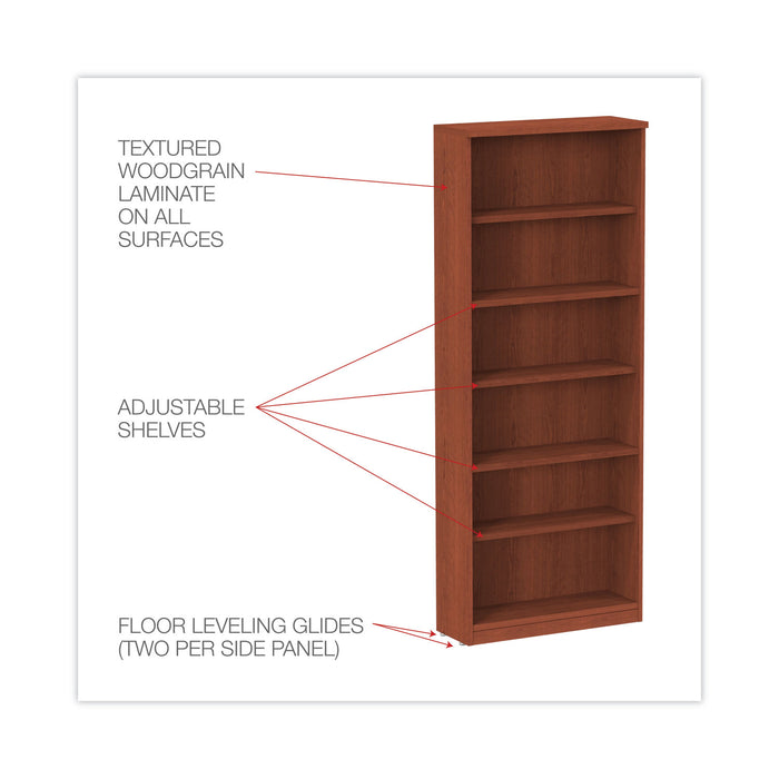 Alera Valencia Series Bookcase, Six-Shelf, 31.75w x 14d x 80.25h, Medium Cherry