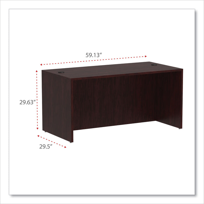 Alera Valencia Series Straight Front Desk Shell, 59.13" x 29.5" x 29.63", Mahogany