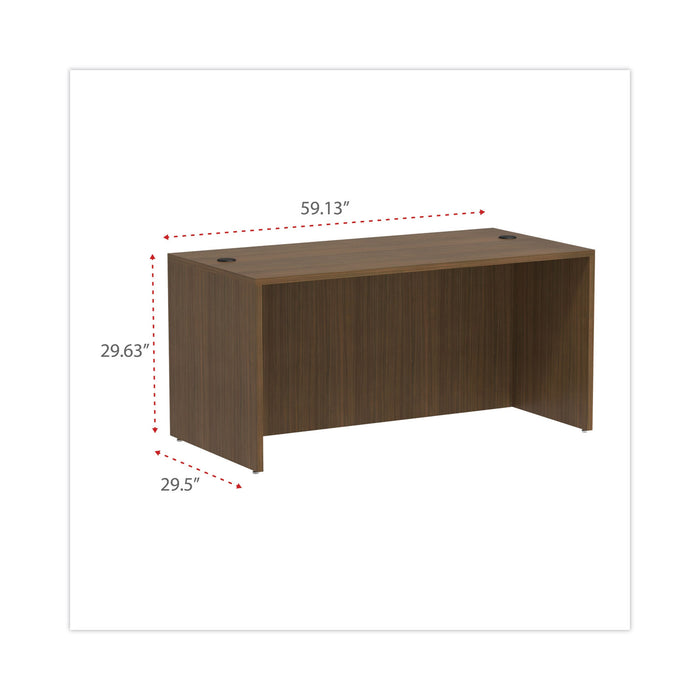 Alera Valencia Series Straight Front Desk Shell, 59.13" x 29.5" x 29.63", Modern Walnut