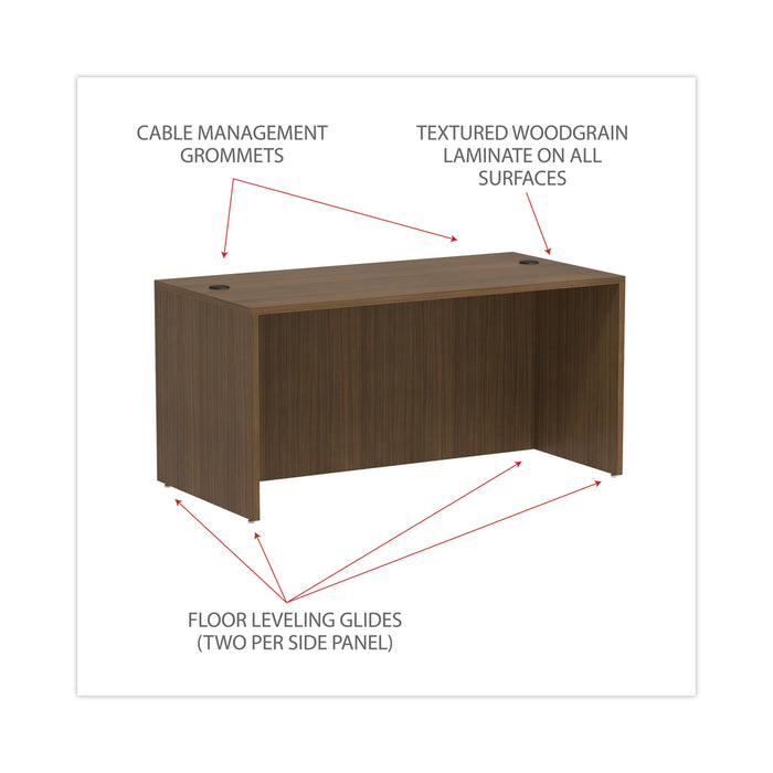 Alera Valencia Series Straight Front Desk Shell, 59.13" x 29.5" x 29.63", Modern Walnut