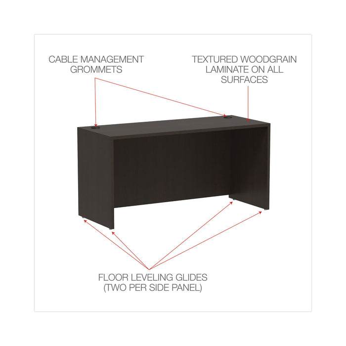 Alera Valencia Series Credenza Shell, 59.13w x 23.63d x 29.5h, Espresso