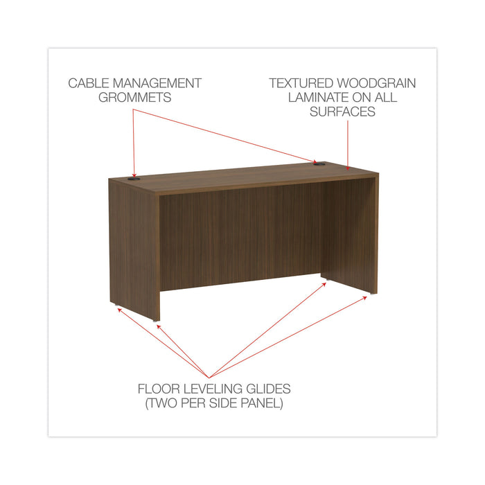 Alera Valencia Series Credenza Shell, 59.13w x 23.63d x 29.5h, Modern Walnut