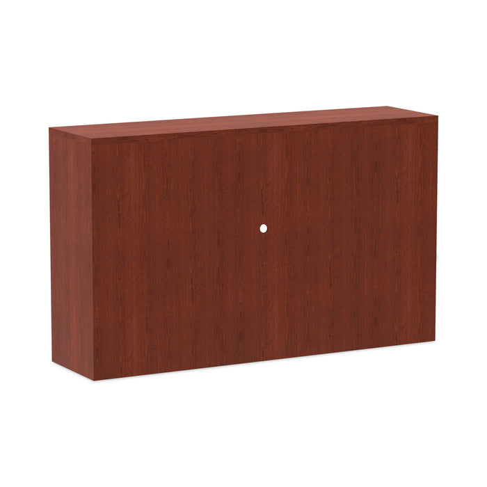 Alera Valencia Series Hutch with Doors, 4 Compartments, 58.88w x 15d x 35.38h, Medium Cherry