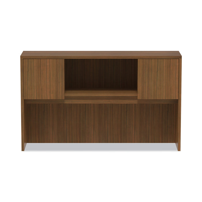 Alera Valencia Series Hutch with Doors, 4 Compartments, 58.88w x 15d x 35.38h, Modern Walnut