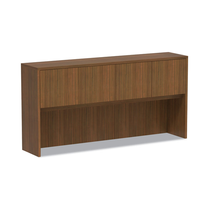 Alera Valencia Series Hutch with Doors, 4 Compartments, 70.63w x 15d x 35.38h, Modern Walnut