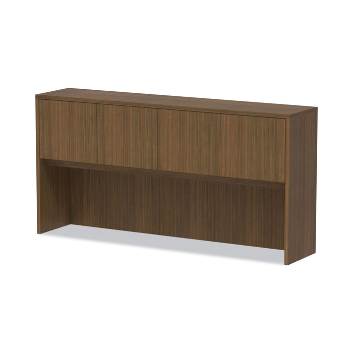 Alera Valencia Series Hutch with Doors, 4 Compartments, 70.63w x 15d x 35.38h, Modern Walnut