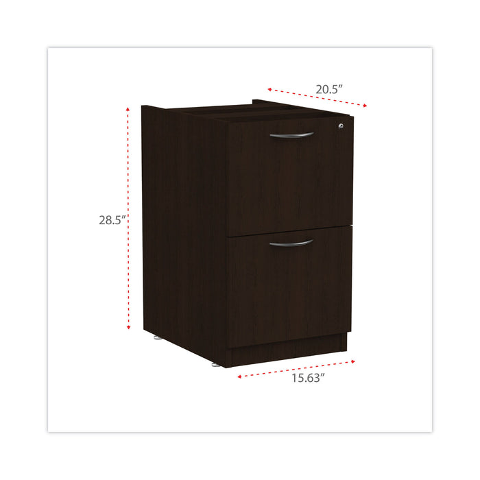 Alera Valencia Series Full Pedestal File, Left or Right, 2 Legal/Letter-Size File Drawers, Espresso, 15.63" x 20.5" x 28.5"