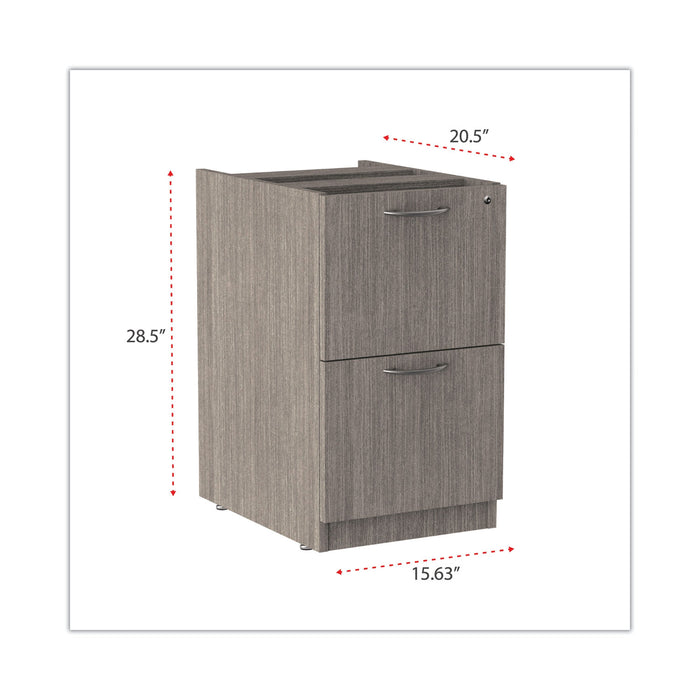 Alera Valencia Series Full Pedestal File, Left or Right, 2 Legal/Letter-Size File Drawers, Gray, 15.63" x 20.5" x 28.5"