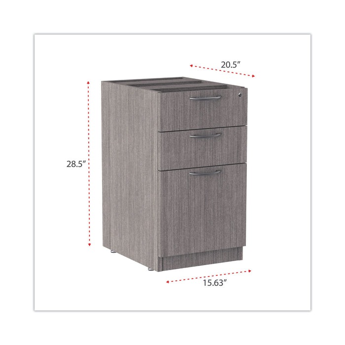 Alera Valencia Series Full Pedestal File, Left/Right, 3-Drawers: Box/Box/File, Legal/Letter, Gray, 15.63" x 20.5" x 28.5"