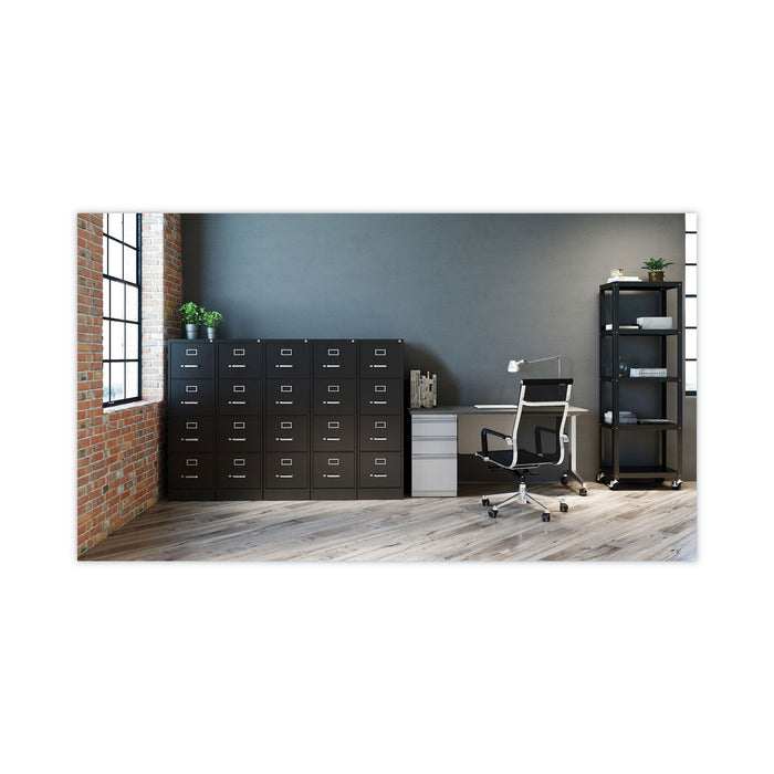 Four-Drawer Economy Vertical File, Letter-Size File Drawers, 15" x 26.5" x 52", Black