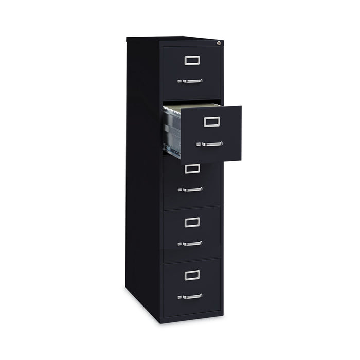 Five-Drawer Economy Vertical File, Letter-Size File Drawers, 15" x 26.5" x 61.37", Black