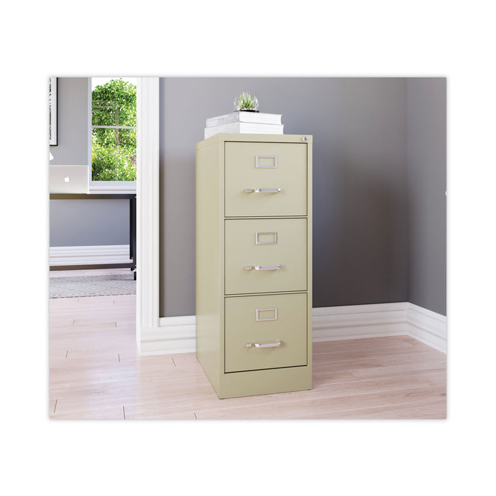 Three-Drawer Economy Vertical File, Letter-Size File Drawers, 15" x 22" x 40.19", Putty