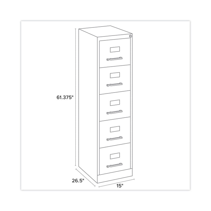 Five-Drawer Economy Vertical File, Letter-Size File Drawers, 15" x 26.5" x 61.37", Putty